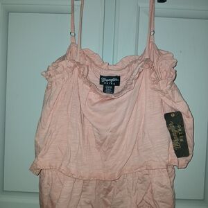Wrangler Retro Peach Pink Ruffle Crop Tank